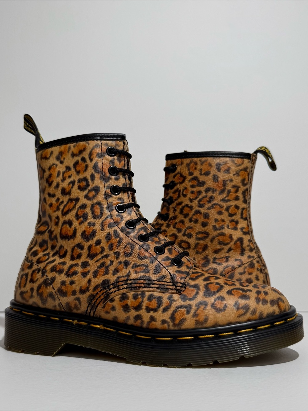 Vintage Dr. Martens 1460 England Leopard Leather Boots UK 4
